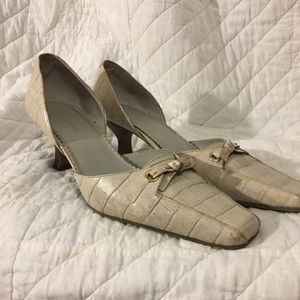 Cream leather heels